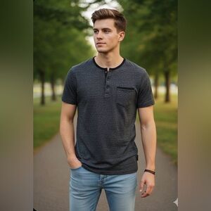 Express Men's Charcoal Short Sleeve Tee